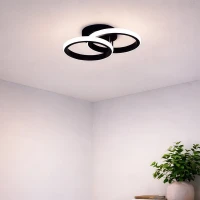 Lustra LED VERTEX CIRCULA 21W, 2 Cercuri, Rame Metalice, lLumina Rece/Calda/Neutra 3000K/4000K/6000K, Negru, Metal