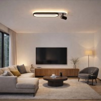 Lustra LED cu Proiector Reglabil FISSO Camilla 49W, lumina 3000/4000/6000k, Negru
