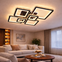 Lustra LED cu telecomanda si cristal QUADRIS RGB 177W, 6 Patrate, lumina Rece/Calda/Neutra 3000K/4000K/6000K, Dimabila, Negru, Metal si Cristal Lustra LED cu telecomanda si cristal QUADRIS RGB 177W, 6 Patrate, lumina Rece/Calda/Neutra 3000K/4000K/6000K, Dimabila, Negru, Metal si Cristal