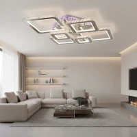 Lustra LED cu telecomanda si cristal NOVA RHOMBA RGB 168W, 6 Patrate, lumina Rece/Calda/Neutra, Dimabila, Crom Lucios Lustra LED cu telecomanda si cristal NOVA RHOMBA RGB 168W, 6 Patrate, lumina Rece/Calda/Neutra, Dimabila, Crom Lucios