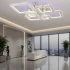 Lustra LED cu telecomanda si cristal NOVA RHOMBA RGB 168W, 6 Patrate, lumina Rece/Calda/Neutra, Dimabila, Crom Lucios [2]