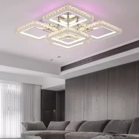 Lustra LED cu telecomanda cu cristal QUADRIA SUPREMO RGB, 143W, 5 Patrate, lumina Rece/Calda/Neutra, Dimabila, Crom Lucios Lustra LED cu telecomanda cu cristal QUADRIA SUPREMO RGB, 143W, 5 Patrate, lumina Rece/Calda/Neutra, Dimabila, Crom Lucios
