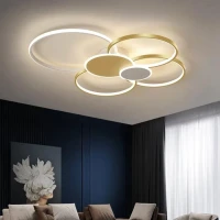 Lustra LED cu telecomanda KILLIAN 74W, 6 Cercuri, lumina Rece/Calda/Neutra, Dimabila, Auriu Alb Lustra LED cu telecomanda KILLIAN 74W, 6 Cercuri, lumina Rece/Calda/Neutra, Dimabila, Auriu Alb