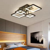 Lustra LED cu telecomanda ELLA 67W, 4 Patrate, lumina Rece/Calda/Neutra, Dimabila, Negru Lustra LED cu telecomanda ELLA 67W, 4 Patrate, lumina Rece/Calda/Neutra, Dimabila, Negru
