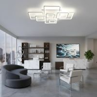Lustra LED cu telecomanda ELLA 187W, 8 Patrate, lumina Rece/Calda/Neutra, Dimabila, Alb Lustra LED cu telecomanda ELLA 187W, 8 Patrate, lumina Rece/Calda/Neutra, Dimabila, Alb