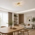 Lustra LED cu Telecomanda LINEX, 53W, Lumina 3000K/4000K/6000K, Dimabila, Auriu [2]