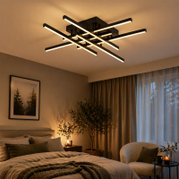 Lustra LED cu Telecomanda LINEX, 81W, 6 Elemente, Liniara, lumina Rece/Calda/Neutra, Dimabila, Negru Lustra LED cu Telecomanda LINEX, 81W, 6 Elemente, Liniara, lumina Rece/Calda/Neutra, Dimabila, Negru
