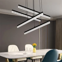 Lustra LED Suspendata cu Telecomanda STRATA, 4 elemente, 54W, Lumina 3000/4000/6000K, Negru, Inaltime Reglabila