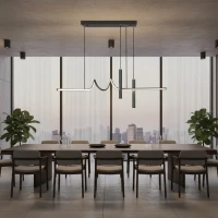 Lustra LED suspendata cu telecomanda DANNA 36W, lumina Rece/Calda/Neutra, Dimabila, Negru, Inaltime Reglabila