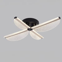 Lustra LED cu Telecomanda TULLIO 43W, 4 Petale, lumina Rece/Calda/Neutra, Dimabila, Negru