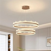 Lustra LED suspendata cu telecomanda NIVALIS 126W, Cercuri 60x80cm, lumina Rece/Calda/Neutra, Dimabila,Inaltime Reglabila, Auriu
