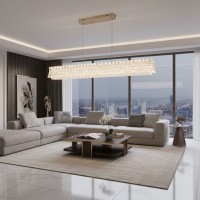 Lustra LED cu Telecomanda, Suspendata TAMY 160W, Liniara, lumina Rece/Calda/Neutra, Auriu, Inaltime Reglabila