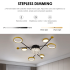 Lustra LED cu telecomanda si cristal GUIDA 38W, 6 Elemente, lumina Rece/Calda/Neutra, Dimabila, Negru Auriu [4]