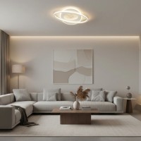 Lustra LED cu telecomanda VOLTA 96W, Ovala, lumina Rece/Calda/Neutra, Dimabila, Alb