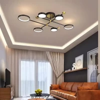 Lustra LED cu Telecomanda MARIA, 31W, 6 Elemente, Lumina Calda/Rece/Neutra, Dimabila, Negru