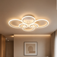 Lustra LED cu telecomanda BETTY 82W, 6 Cercuri, lumina Rece/Calda/Neutra, Dimabila, Alb