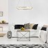Lustra LED Suspendata, ANINA, 34W, 1 Cerc, Diametru 50cm, Lumina Rece/Calda/Neutra 3000K/4000K/6000K, Dimabila, Auriu Lucios Alb, Inaltime Reglabila, Metal si Acril [3]