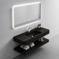 Set Mobilier KRISS pentru Baie, 80cm, 3 Piese, Negru
