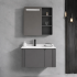 Set Mobilier ORIA pentru Baie, Dulap Lavoar+Dulap Oglinda 60cm, 2 Piese, Gri si Alb [2]