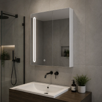 Oglinda LED cu Dulap PLANO 80x70 cm Alb Senzor Touch si Depozitare Oglinda LED cu Dulap PLANO 80x70 cm Alb Senzor Touch si Depozitare