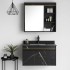 Set Mobilier MARBLE pentru Baie, Dulap Lavoar+Dulap Oglinda 60cm, 2 Piese, Negru [3]