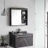 Set Mobilier MARBLE pentru Baie, Dulap Lavoar+Dulap Oglinda 80cm, 2 Piese, Negru [2]