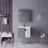 Set Mobilier pentru Baie MYKONOS, Dulap Lavoar+Dulap Oglinda 60cm, 2 Piese, Gri si Alb [2]