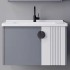 Set Mobilier pentru Baie MYKONOS, Dulap Lavoar+Dulap Oglinda 60cm, 2 Piese, Gri si Alb [3]