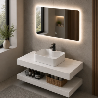 Set Mobilier AURO pentru Baie, 60cm, 3 Piese, Alb