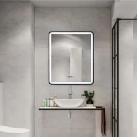 Oglinda LED Rectangulara 70x90cm EDGE Touch Sistem Dezaburire, Rama Neagra Oglinda LED Rectangulara 70x90cm EDGE Touch Sistem Dezaburire, Rama Neagra