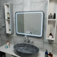 Oglinda LED Rectangulara 90x75cm EDGE Touch Sistem Dezaburire, Rama Neagra Oglinda LED Rectangulara 90x75cm EDGE Touch Sistem Dezaburire, Rama Neagra
