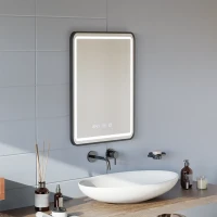 Oglinda LED Touch LUCIDA Sistem Dezaburire, Ceas si Temperatura 60x80 cm Rama Negru Brushed Oglinda LED Touch LUCIDA Sistem Dezaburire, Ceas si Temperatura 60x80 cm Rama Negru Brushed
