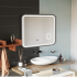 Oglinda LED Touch Bernd Sistem Dezaburire, Ceas si Temperatura 80x60 cm Rama Negru Brushed Lupa Cosmetica [3]