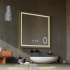 Oglinda LED Touch CLARUS Sistem Dezaburire, Ceas si Temperatura 80x60 cm Rama Auriu Brushed Lupa Cosmetica [3]