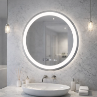 Oglinda LED Rotunda, Diametru 50cm, Celeste MotionGlow Marcello, Sistem Dezaburire, Ceas & Termometru, Dimabila, Lumina Calda Neutra Rece 3000K/4000K/6000K Oglinda LED Rotunda, Diametru 50cm, Celeste MotionGlow Marcello, Sistem Dezaburire, Ceas & Termometru, Dimabila, Lumina Calda Neutra Rece 3000K/4000K/6000K