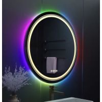Oglinda LED Rotunda, 60cm, Celeste MotionGlow Marcello, Lumina RGB, Boxa Bluetooth, Sistem Dezaburire, Ceas & Termometru, Dimabila 60X60BTRGB