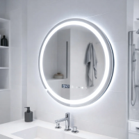 Oglinda LED Rotunda, 70cm, Celeste MotionGlow Marcello, Sistem Dezaburire, Ceas & Termometru, Dimabila, Lumina Calda Neutra Rece 3000K/4000K/6000K Oglinda LED Rotunda, 70cm, Celeste MotionGlow Marcello, Sistem Dezaburire, Ceas & Termometru, Dimabila, Lumina Calda Neutra Rece 3000K/4000K/6000K