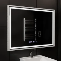 Oglinda LED Rectangulara, 80x60cm, Verite Imperial Silver Motion Glow Marcello, Sistem Dezaburire, Ceas, Dimabila