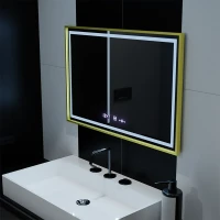 Oglinda LED Rectangulara, 100x65cm, Verite Royale Gold Motion Glow Marcello, Sistem Dezaburire, Ceas & Termometru, Dimabila Oglinda LED Rectangulara, 100x65cm, Verite Royale Gold Motion Glow Marcello, Sistem Dezaburire, Ceas & Termometru, Dimabila