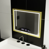 Oglinda LED Rectangulara, 80x60cm, Verite Royale Gold MotionGlow Marcello, Sistem Dezaburire, Ceas & Termometru, Dimabila Oglinda LED Rectangulara, 80x60cm, Verite Royale Gold MotionGlow Marcello, Sistem Dezaburire, Ceas & Termometru, Dimabila