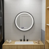 Oglinda LED Rotunda, 60cm, Celeste Majeste Noir MotionGlow Marcello, Sistem Dezaburire, Ceas & Termometru, Dimabila Oglinda LED Rotunda, 60cm, Celeste Majeste Noir MotionGlow Marcello, Sistem Dezaburire, Ceas & Termometru, Dimabila