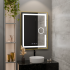 Oglinda LED Rectangulara, 60x80cm, Eclat MotionGlow Marcello, Sistem Dezaburire, Ceas & Termometru, Lupa Cosmetica, Dimabila, Rama Auriu Brushed [3]