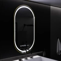 Oglinda LED Ovala, 50x80cm, Roven Senzor MotionGlow Marcello, Sistem Dezaburire, Ceas & Termometru, Dimabila Oglinda LED Ovala, 50x80cm, Roven Senzor MotionGlow Marcello, Sistem Dezaburire, Ceas & Termometru, Dimabila