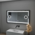 Oglinda LED Senzor MotionGlow Domingo cu functie Dezaburire Termometru Ceas 120x65 cm Lumina Rece/Calda/Neutra Dimabila, Rama Negru Brushed, colectia Marcello Funghi [3]