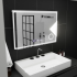 Oglinda LED Rectangulara, 90x60cm, Velour MotionGlow Marcello, Sistem Dezaburire, Ceas & Termometru, Lupa Cosmetica, Dimabila [3]