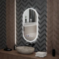 Oglinda LED Ovala, 50x100cm, Lucia Senzor Marcello, Sistem Dezaburire, Ceas & Termometru, Dimabila Oglinda LED Ovala, 50x100cm, Lucia Senzor Marcello, Sistem Dezaburire, Ceas & Termometru, Dimabila