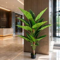 Planta Artificiala Tip Alocasia, 2 tulpini, 190 cm, Verde