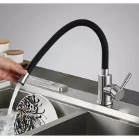 Baterie de Bucatarie cu Pipa Flexibila, Inox SUS304, Satinat, CF025B Baterie de Bucatarie cu Pipa Flexibila, Inox SUS304, Satinat, CF025B