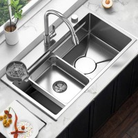 Set Chiuveta Bucatarie Inox, Cuva Universala cu Dop Scurgere, Spalator Pahare, Negru Grafit, 75x45X21cm Set Chiuveta Bucatarie Inox, Cuva Universala cu Dop Scurgere, Spalator Pahare, Negru Grafit, 75x45X21cm