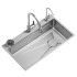 Set Chiuveta Bucatarie Inox, Cuva Universala cu Dop Scurgere, Spalator Pahare, Negru Grafit, 75x45X21cm [3]